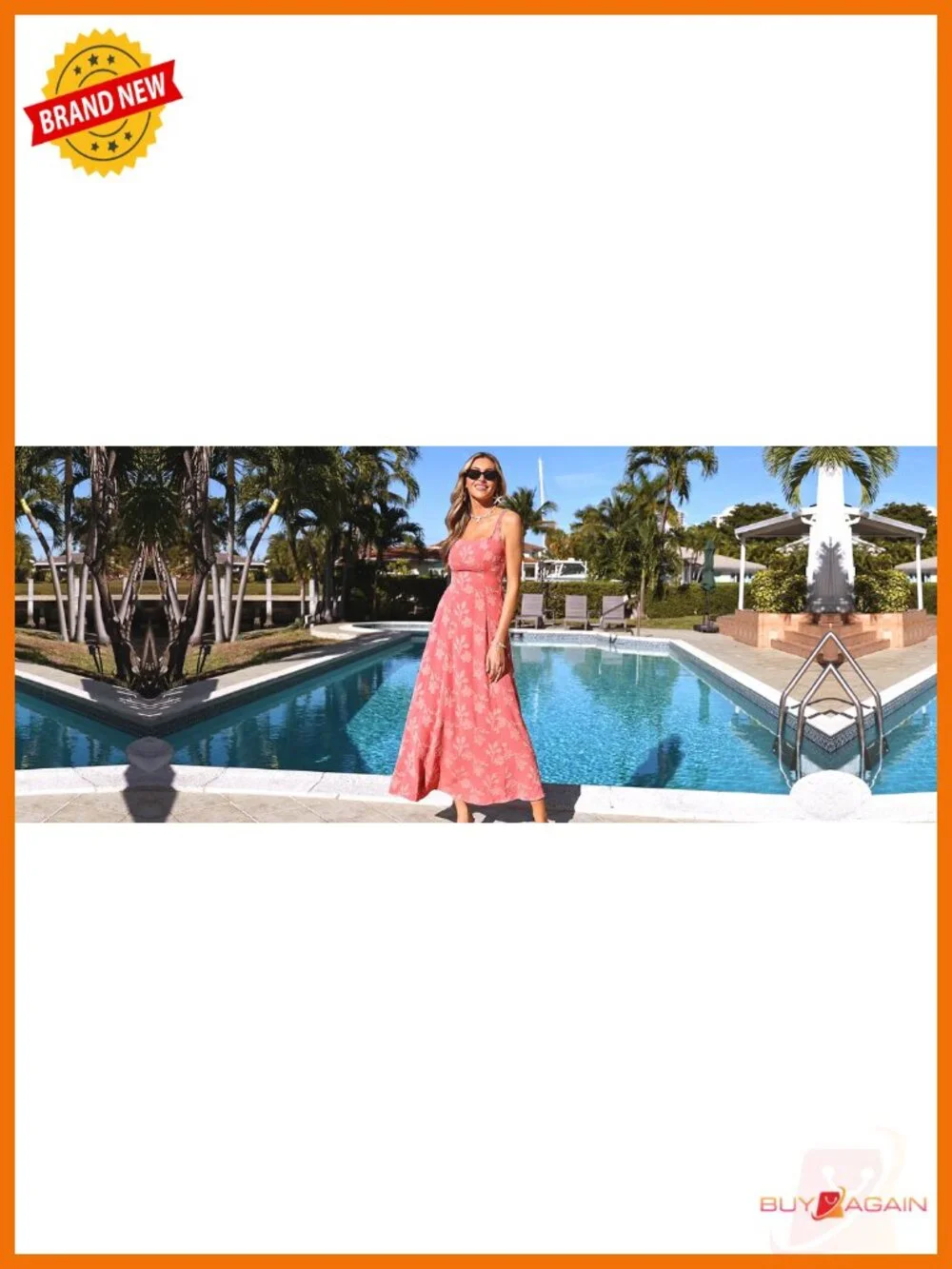 Womens Sleeveless Square Neck Jacquard Boho Maxi Dress with Pockets